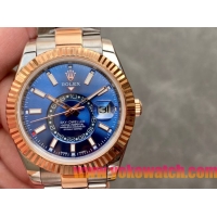 ロレックスコピー・スカイダイバー（SKY-DWELLER）40mm 326138“ブルー・ダイヤル＋ローズゴールドベゼル＋ステンレススチールブレスレット” メンズ専用モデル