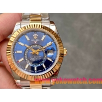 ロレックスコピー・スカイダイバー（SKY-DWELLER）40mm 326138“ブルー・ダイヤル＋イエローゴールドベゼル＋ステンレススチールブレスレット” メンズ専用モデル