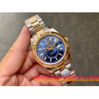 ロレックスコピー・スカイダイバー（SKY-DWELLER）40mm 326138“ブルー・ダイヤル＋イエローゴールドベゼル＋ステンレススチールブレスレット” メンズ専用モデル