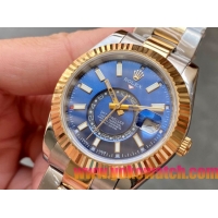 ロレックスコピー・スカイダイバー（SKY-DWELLER）40mm 326138“ブルー・ダイヤル＋イエローゴールドベゼル＋ステンレススチールブレスレット” メンズ専用モデル