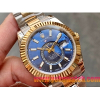 ロレックスコピー・スカイダイバー（SKY-DWELLER）40mm 326138“ブルー・ダイヤル＋イエローゴールドベゼル＋ステンレススチールブレスレット” メンズ専用モデル