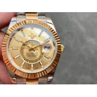 ロレックスコピー・スカイダイバー（SKY-DWELLER）40mm 326138“ゴールド・ダイヤル＋イエローゴールドベゼル＋ステンレススチールブレスレット” メンズ専用モデル