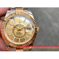 ロレックスコピー・スカイダイバー（SKY-DWELLER）40mm 326138“ゴールド・ダイヤル＋イエローゴールドベゼル＋ステンレススチールブレスレット” メンズ専用モデル
