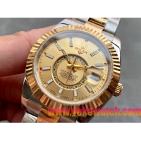 ロレックスコピー・スカイダイバー（SKY-DWELLER）40mm 326138“ゴールド・ダイヤル＋イエローゴールドベゼル＋ステンレススチールブレスレット” メンズ専用モデル