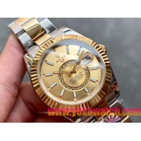 ロレックスコピー・スカイダイバー（SKY-DWELLER）40mm 326138“ゴールド・ダイヤル＋イエローゴールドベゼル＋ステンレススチールブレスレット” メンズ専用モデル