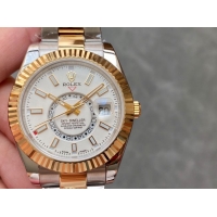ロレックスコピー・スカイダイバー（SKY-DWELLER）40mm 326138“ホワイト・ダイヤル＋イエローゴールドベゼル＋ステンレススチールブレスレット” メンズ専用モデル