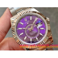 ロレックスコピー・スカイダイバー（SKY-DWELLER）40mm 326138“パープル・ダイヤル＋イエローゴールドベゼル＋ステンレススチールブレスレット” メンズ専用モデル