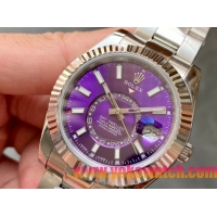 ロレックスコピー・スカイダイバー（SKY-DWELLER）40mm 326138“パープル・ダイヤル＋イエローゴールドベゼル＋ステンレススチールブレスレット” メンズ専用モデル