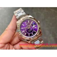 ロレックスコピー・スカイダイバー（SKY-DWELLER）40mm 326138“パープル・ダイヤル＋イエローゴールドベゼル＋ステンレススチールブレスレット” メンズ専用モデル