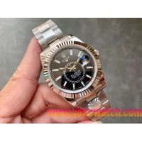 ロレックスコピー・スカイダイバー（SKY-DWELLER）40mm 326138“ブラック・ダイヤル＋イエローゴールドベゼル＋ステンレススチールブレスレット” メンズ専用モデル