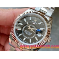 ロレックスコピー・スカイダイバー（SKY-DWELLER）40mm 326138“ブラック・ダイヤル＋イエローゴールドベゼル＋ステンレススチールブレスレット” メンズ専用モデル
