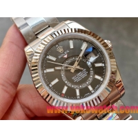 ロレックスコピー・スカイダイバー（SKY-DWELLER）40mm 326138“ブラック・ダイヤル＋イエローゴールドベゼル＋ステンレススチールブレスレット” メンズ専用モデル