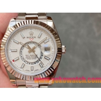 ロレックスコピー・スカイダイバー（SKY-DWELLER）40mm 326138“ホワイト・ダイヤル＋イエローゴールドベゼル＋ステンレススチールブレスレット” メンズ専用モデル