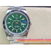 ロレックスコピー・スカイダイバー（SKY-DWELLER）42mm 326135“グリーン・ダイヤル＋ステンレススチールベゼル＋ステンレススチールブレスレット” メンズ専用モデル
