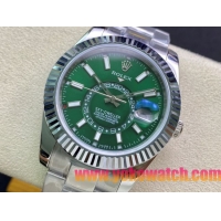 ロレックスコピー・スカイダイバー（SKY-DWELLER）42mm 326135“グリーン・ダイヤル＋ステンレススチールベゼル＋ステンレススチールブレスレット” メンズ専用モデル