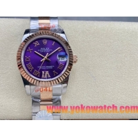 ロレックスコピー・デイトジャスト（DATEJUST）31mm 279383RBR“パープル・ダイヤル＋イエローゴールドベゼル＋ステンレススチール＆ローズゴールドブレスレット” レディース専用モデル 
