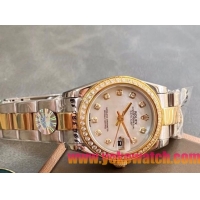 ロレックスコピー・デイトジャスト（DATEJUST）31mm 279383RBR“ホワイト・ダイヤル＋イエローゴールド＆ダイヤモンドベゼル＋ステンレススチール＆ローズゴールドブレスレット” レディース専用モデル
