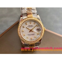 ロレックスコピー・デイトジャスト（DATEJUST）31mm 279383RBR“ホワイト・ダイヤル＋イエローゴールド＆ダイヤモンドベゼル＋ステンレススチール＆ローズゴールドブレスレット” レディース専用モデル
