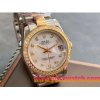 ロレックスコピー・デイトジャスト（DATEJUST）31mm 279383RBR“ホワイト・ダイヤル＋イエローゴールド＆ダイヤモンドベゼル＋ステンレススチール＆ローズゴールドブレスレット” レディース専用モデル