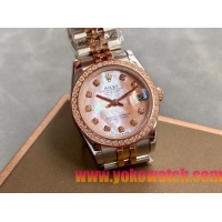 ロレックスコピー・デイトジャスト（DATEJUST）31mm 279383RBR“シェル・ダイヤル＋ローズゴールド＆ダイヤモンドベゼル＋ステンレススチール＆ローズゴールドブレスレット” レディース専用モデル 