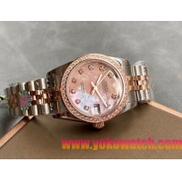 ロレックスコピー・デイトジャスト（DATEJUST）31mm 279383RBR“シェル・ダイヤル＋ローズゴールド＆ダイヤモンドベゼル＋ステンレススチール＆ローズゴールドブレスレット” レディース専用モデル 