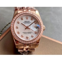 ロレックスコピー・デイトジャスト（DATEJUST）31mm 279385RBR“シェルダイヤル＋ローズゴールド＆ダイヤモンドベゼル＋フルローズゴールドブレスレット” レディース専用モデル