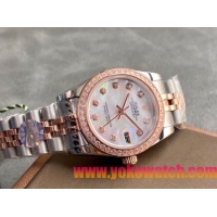 ロレックスコピー・デイトジャスト（DATEJUST）31mm 279383RBR“シェルダイヤル＋ローズゴールド＆ダイヤモンドベゼル＋ステンレススチール＆ローズゴールドブレスレット” レディース専用モデル