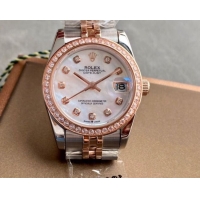ロレックスコピー・デイトジャスト（DATEJUST）31mm 279383RBR“シェルダイヤル＋ローズゴールド＆ダイヤモンドベゼル＋ステンレススチール＆ローズゴールドブレスレット” レディース専用モデル