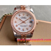 ロレックスコピー・デイトジャスト（DATEJUST）31mm 279383RBR“シェルダイヤル＋ローズゴールド＆ダイヤモンドベゼル＋ステンレススチール＆ローズゴールドブレスレット” レディース専用モデル