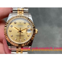 ロレックスコピー・デイトジャスト（DATEJUST）31mm 279173“ゴールドダイヤル＋ゴールドベゼル＋ステンレススチール＆ゴールドブレスレット” レディース専用モデル