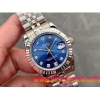 ロレックスコピー・デイトジャスト（DATEJUST）31mm 279160“ブルーダイヤル＋ダイヤモンドインデックス＋ステンレススチール＆ローズゴールドブレスレット” レディース専用モデル
