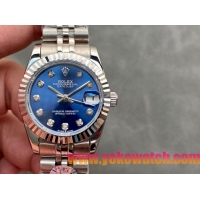 ロレックスコピー・デイトジャスト（DATEJUST）31mm 279160“ブルーダイヤル＋ダイヤモンドインデックス＋ステンレススチール＆ローズゴールドブレスレット” レディース専用モデル