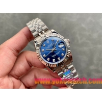 ロレックスコピー・デイトジャスト（DATEJUST）31mm 279160“ブルーダイヤル＋ダイヤモンドインデックス＋ステンレススチール＆ローズゴールドブレスレット” レディース専用モデル