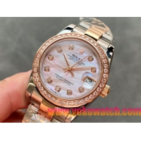 ロレックスコピー・デイトジャスト（DATEJUST）31mm 279160R“ダイヤモンドベゼル＋パールダイヤル＋ステンレススチール＆ローズゴールドブレスレット” レディース専用モデル