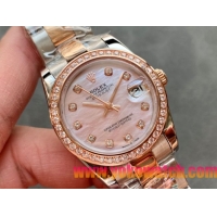 ロレックスコピー・デイトジャスト（DATEJUST）31mm 279160R“ダイヤモンドベゼル＋パールダイヤル＋ステンレススチール＆ローズゴールドブレスレット” レディース専用モデル