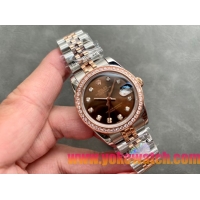 ロレックスコピー・デイトジャスト（DATEJUST）31mm 279160R“ダイヤモンドベゼル＋ブラウンダイヤル＋ステンレススチール＆ローズゴールドブレスレット” レディース専用モデル