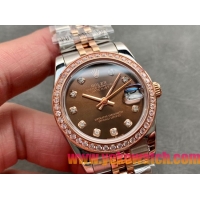 ロレックスコピー・デイトジャスト（DATEJUST）31mm 279160R“ダイヤモンドベゼル＋ブラウンダイヤル＋ステンレススチール＆ローズゴールドブレスレット” レディース専用モデル