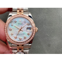 ロレックスコピー・デイトジャスト（DATEJUST）31mm 279160R“ダイヤモンドベゼル＋パールダイヤル＋ステンレススチール＆ローズゴールドブレスレット” レディース専用モデル