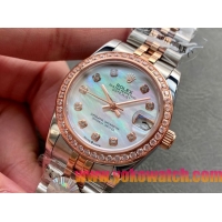 ロレックスコピー・デイトジャスト（DATEJUST）31mm 279160R“ダイヤモンドベゼル＋パールダイヤル＋ステンレススチール＆ローズゴールドブレスレット” レディース専用モデル
