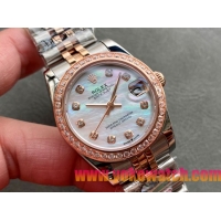 ロレックスコピー・デイトジャスト（DATEJUST）31mm 279160R“ダイヤモンドベゼル＋パールダイヤル＋ステンレススチール＆ローズゴールドブレスレット” レディース専用モデル