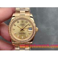 ロレックスコピー・デイトジャスト（DATEJUST）31mm 279138R“ダイヤモンドベゼル＋ゴールドダイヤル＋ゴールドブレスレット” レディース専用モデル