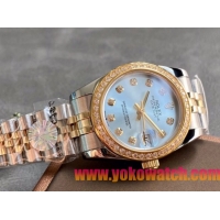 ロレックスコピー・デイトジャスト（DATEJUST）31mm 279138R“ダイヤモンドベゼル＋ホワイトダイヤル＋ステンレススチール＆イエローゴールドブレスレット” レディース専用モデル