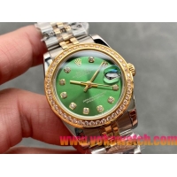 ロレックスコピー・デイトジャスト（DATEJUST）31mm 279138R“ダイヤモンドベゼル＋グリーンダイヤル＋ステンレススチール＆イエローゴールドブレスレット” レディース専用モデル