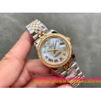 ロレックスコピー・デイトジャスト（DATEJUST）31mm 279138R“ダイヤモンドベゼル＋パールダイヤル＋ローマ字インデックス＋ステンレススチール＆イエローゴールドブレスレット” レディース専用モデル