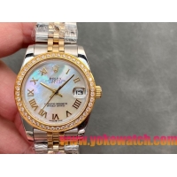 ロレックスコピー・デイトジャスト（DATEJUST）31mm 279138R“ダイヤモンドベゼル＋パールダイヤル＋ローマ字インデックス＋ステンレススチール＆イエローゴールドブレスレット” レディース専用モデル