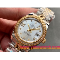 ロレックスコピー・デイトジャスト（DATEJUST）31mm 279138R“ダイヤモンドベゼル＋スターダイヤル＋ダイヤモンドインデックス＋ステンレススチール＆イエローゴールドブレスレット” レディース専用モデル