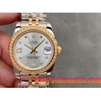 ロレックスコピー・デイトジャスト（DATEJUST）31mm 279138R“ダイヤモンドベゼル＋スターダイヤル＋ダイヤモンドインデックス＋ステンレススチール＆イエローゴールドブレスレット” レディース専用モデル