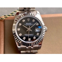 ロレックスコピー・デイトジャスト（DATEJUST）31mm 279160“三角坑紋ベゼル＋ダイヤモンドインデックス＋ブラックダイヤル＋ステンレススチールブレスレット” レディース専用モデル
