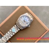 ロレックスコピー・デイトジャスト（DATEJUST）31mm 279160R“三角坑紋ベゼル＋ダイヤモンドインデックス＋真珠貝ダイヤル＋ステンレススチールブレスレット” レディース専用モデル