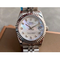 ロレックスコピー・デイトジャスト（DATEJUST）31mm 279160R“三角坑紋ベゼル＋ダイヤモンドインデックス＋真珠貝ダイヤル＋ステンレススチールブレスレット” レディース専用モデル